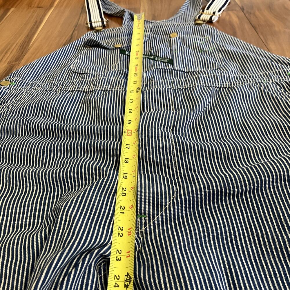 Key Imperial Overalls Mens 46x25 Blue Hickory Stripe Vintage 70s Bib Workwear - Picture 9 of 16